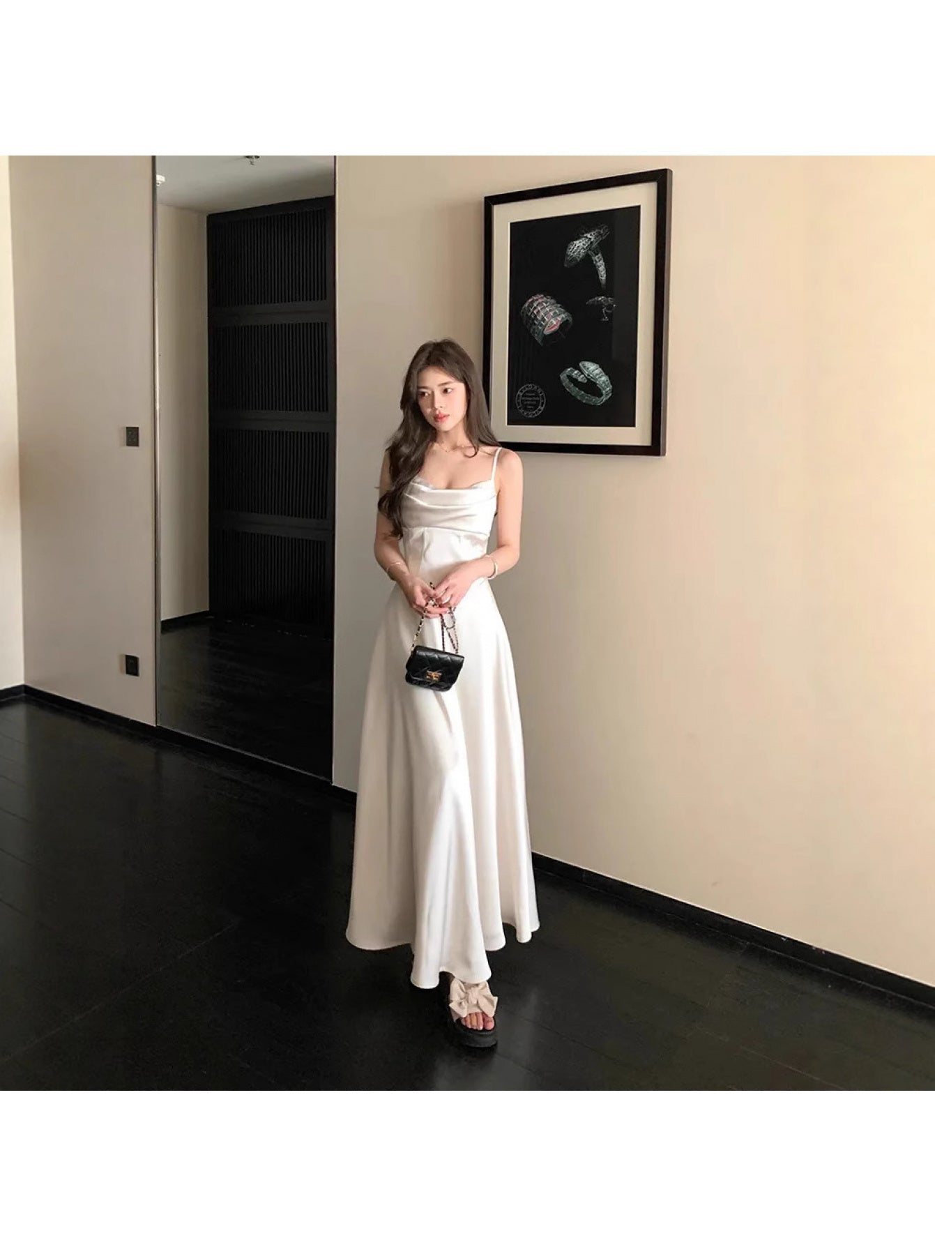 Women's Elegant Sleeveless Formal dress - Waist - Mid-Length Evening gown for Weddings, Parties, Business Events - Machine Washable Luxury Party dress, Wedding Guest Attire, Sophisticated Style, Flowy Fabric