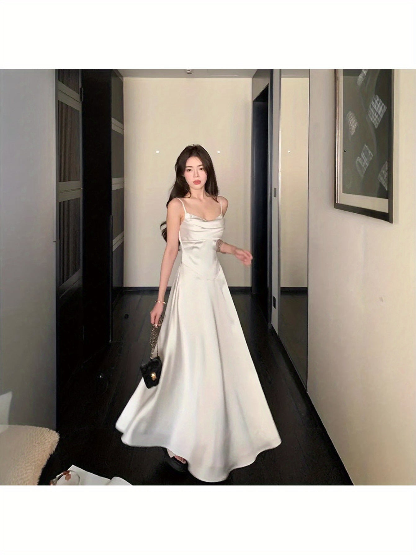 Women's Elegant Sleeveless Formal dress - Waist - Mid-Length Evening gown for Weddings, Parties, Business Events - Machine Washable Luxury Party dress, Wedding Guest Attire, Sophisticated Style, Flowy Fabric