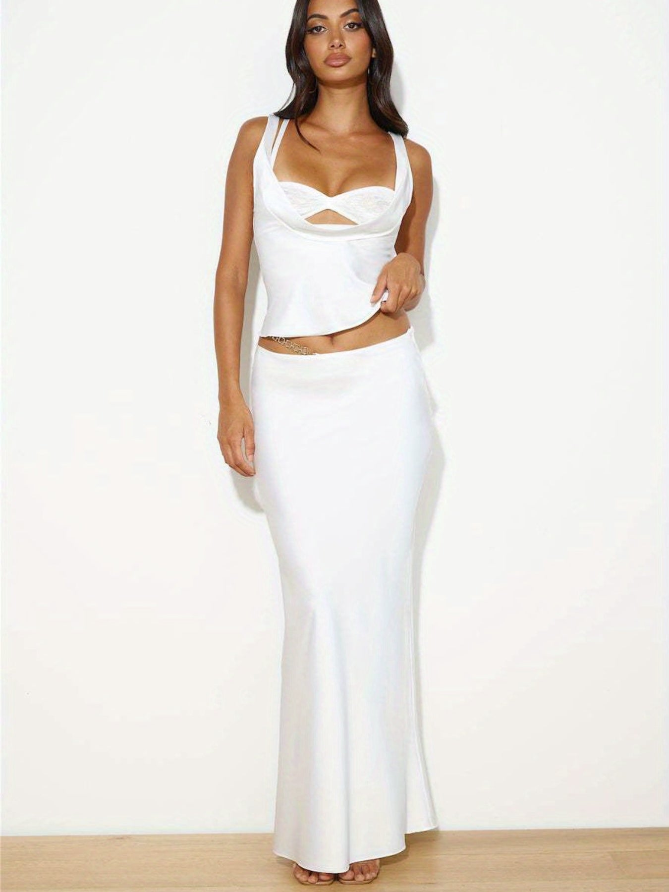 Women'S Summer Tank Tops Solid Color Sleeveless Low Cut Elegant Slim Fit Vest Streetwear