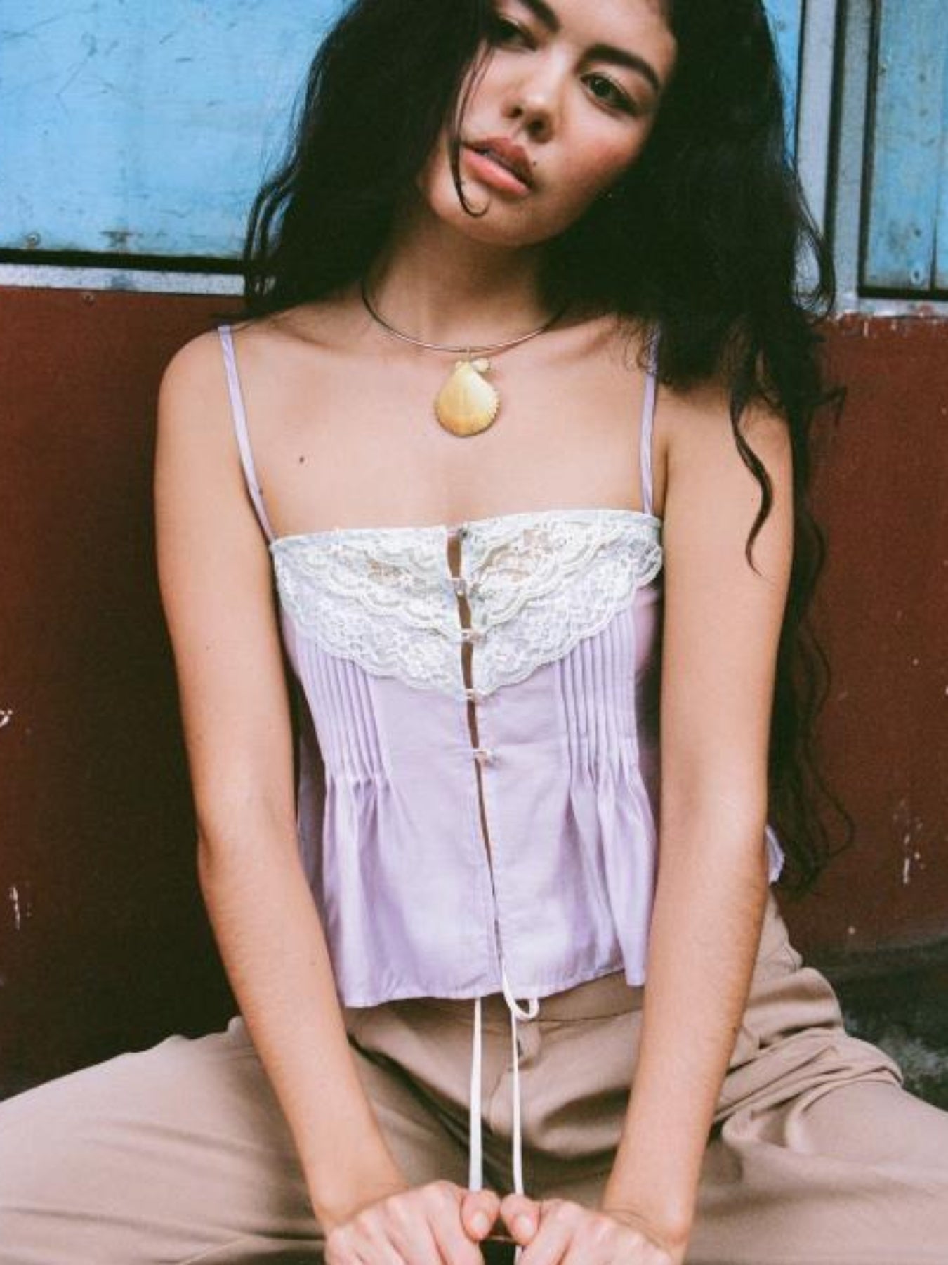 Women Camisoles Lace Patchwork Buttons Front Casual Tank Tops Summer Fashion Sleeveless Tops Streetwear