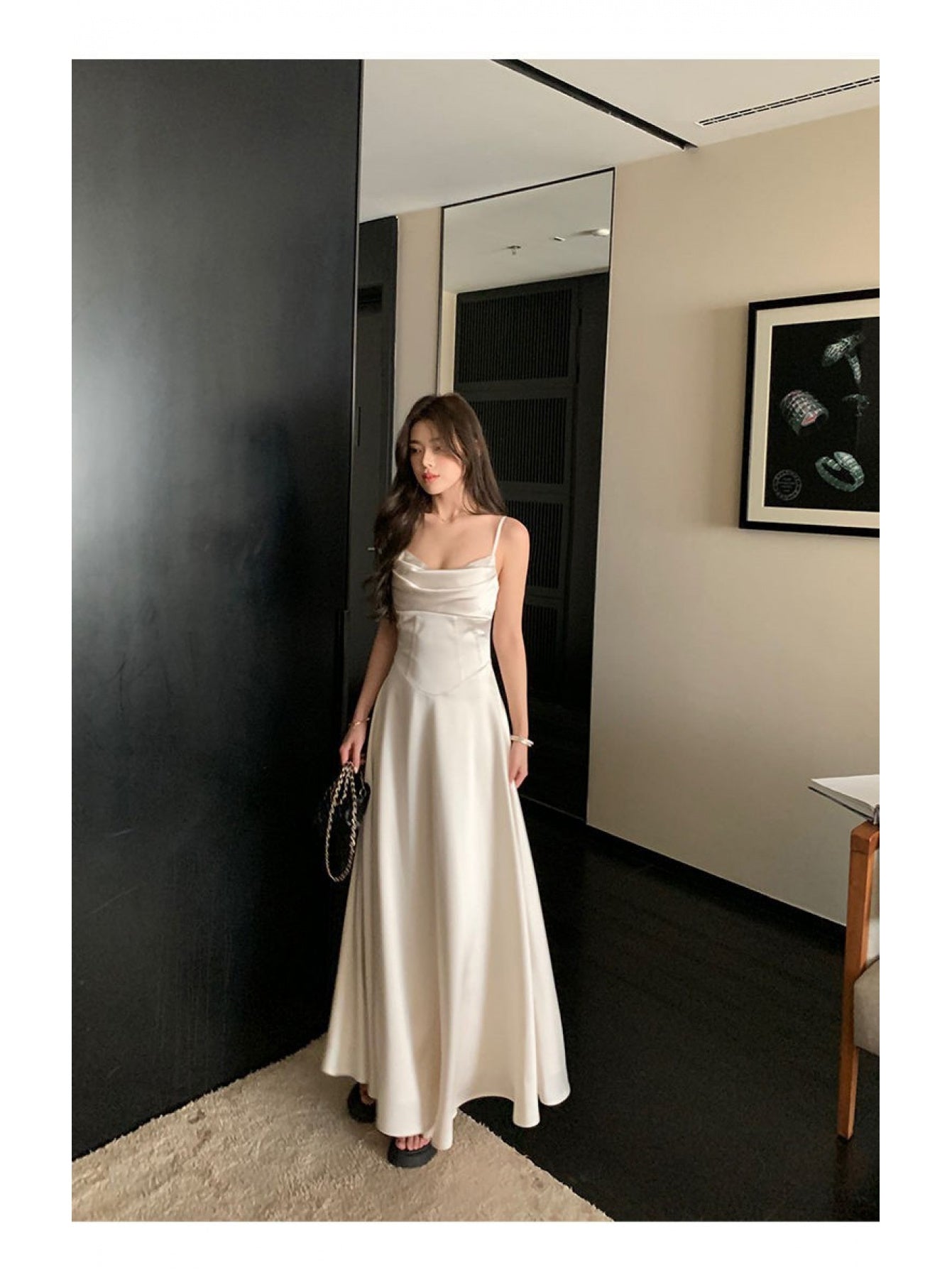 Women's Elegant Sleeveless Formal dress - Waist - Mid-Length Evening gown for Weddings, Parties, Business Events - Machine Washable Luxury Party dress, Wedding Guest Attire, Sophisticated Style, Flowy Fabric