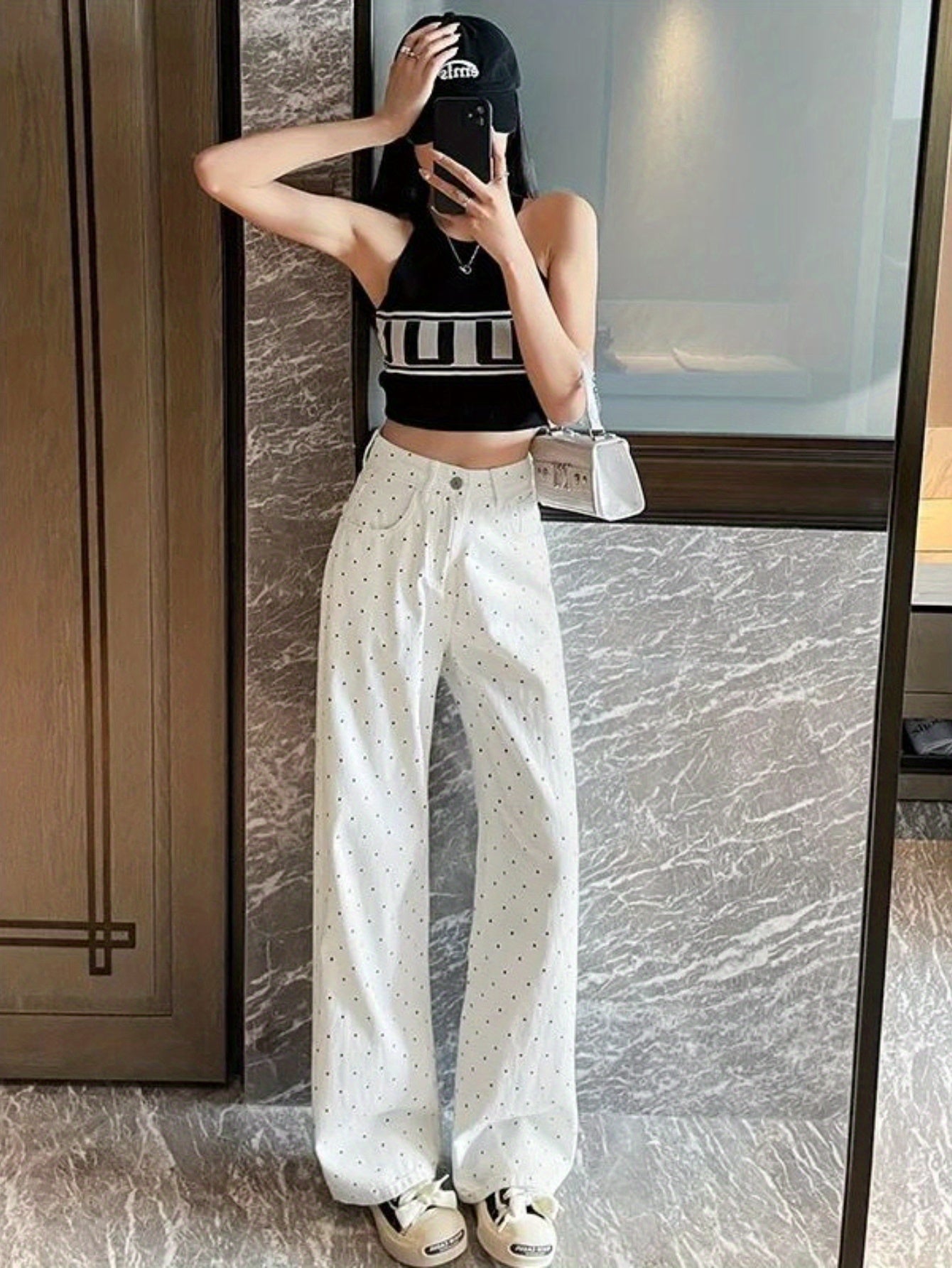 Women's Denim Pants - Fashion Personality Casual Loose Street Trend Temperament Commuter Retro Avant-garde Playful High Waist Design White Casual Pants