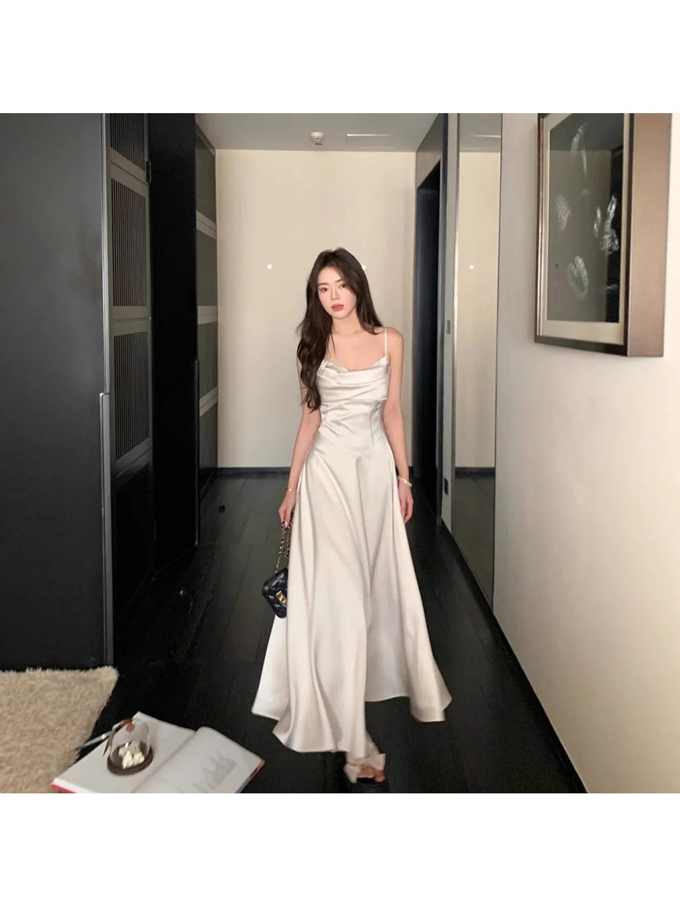 Women's Elegant Sleeveless Formal dress - Waist - Mid-Length Evening gown for Weddings, Parties, Business Events - Machine Washable Luxury Party dress, Wedding Guest Attire, Sophisticated Style, Flowy Fabric