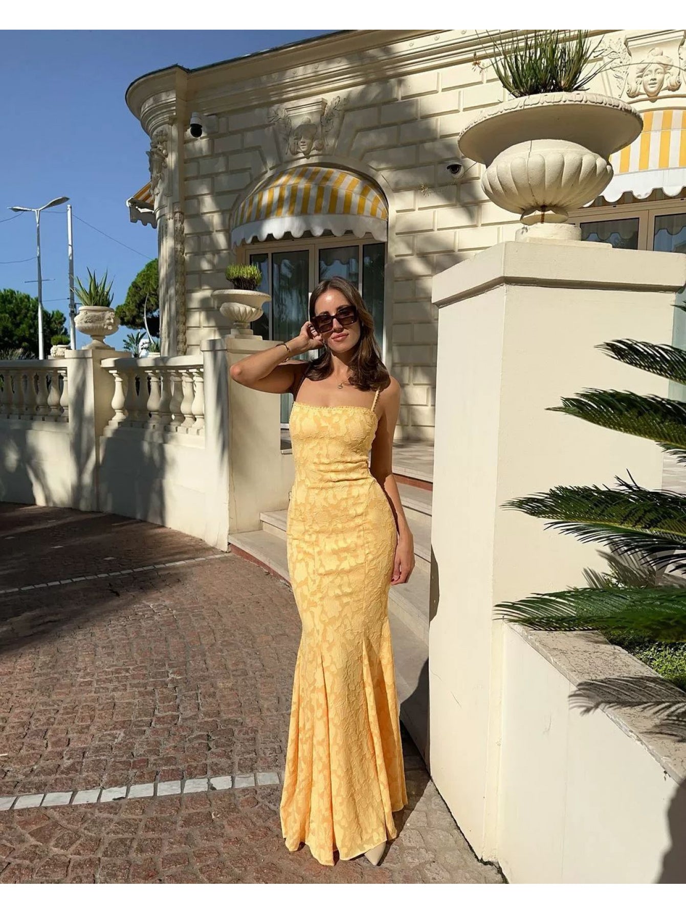 Sexy Strapless Slim Fit Lace Embossed Jacquard Fish Tail Long Dress - Y2K Style, Sleeveless V-Neck, Bodycon Silhouette, Solid Color, Perfect for Adult Women, Summer Fashion, Elegant Evening Wear | Y2K Fashion | Lace Detailing, Lace Dress
