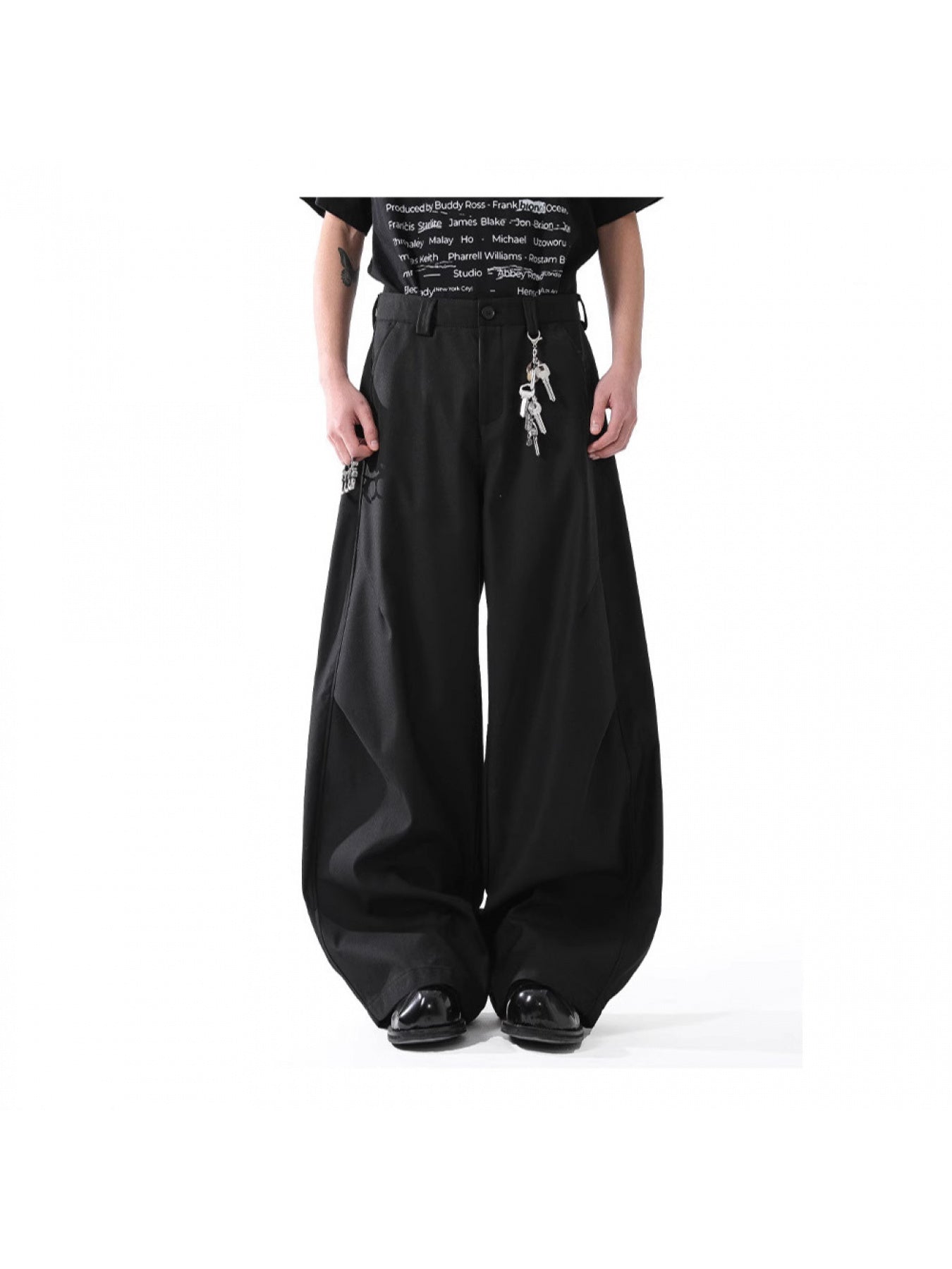 Men's Vintage Wide-Leg Pants - Retro Draped Pleated Design, Mid-Rise Straight Casual Trousers, Black Floor-Length Summer Pants with Belt Loops, Machine Washable